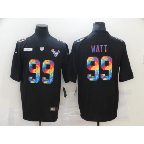 Men's Houston Texans 99 J.J. Watt Rainbow Version Nike Limited Jersey