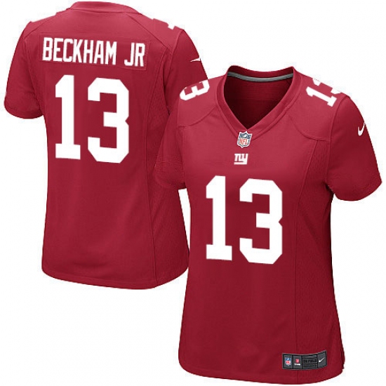 Women's Nike New York Giants 13 Odell Beckham Jr Game Red Alternate NFL Jersey