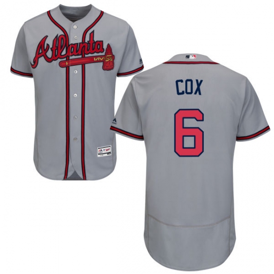 Men's Majestic Atlanta Braves 6 Bobby Cox Grey Road Flex Base Authentic Collection MLB Jersey