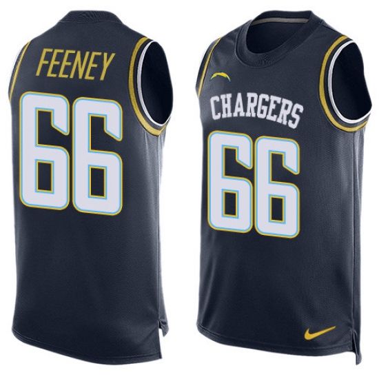 Men's Nike Los Angeles Chargers 66 Dan Feeney Limited Navy Blue Player Name & Number Tank Top NFL Jersey