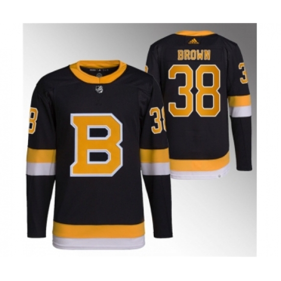 Men's Boston Bruins 38 Patrick Brown Black Home Breakaway Stitched Jersey