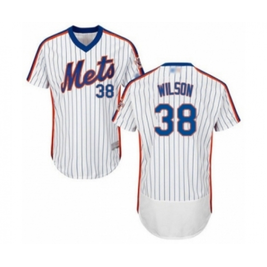 Men's New York Mets 38 Justin Wilson White Alternate Flex Base Authentic Collection Baseball Player Jersey