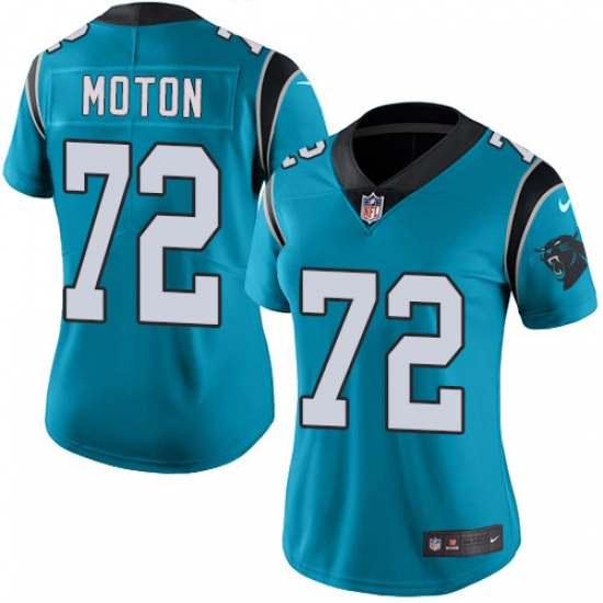 Women's Nike Carolina Panthers 72 Taylor Moton Blue Alternate Vapor Untouchable Limited Player NFL Jersey