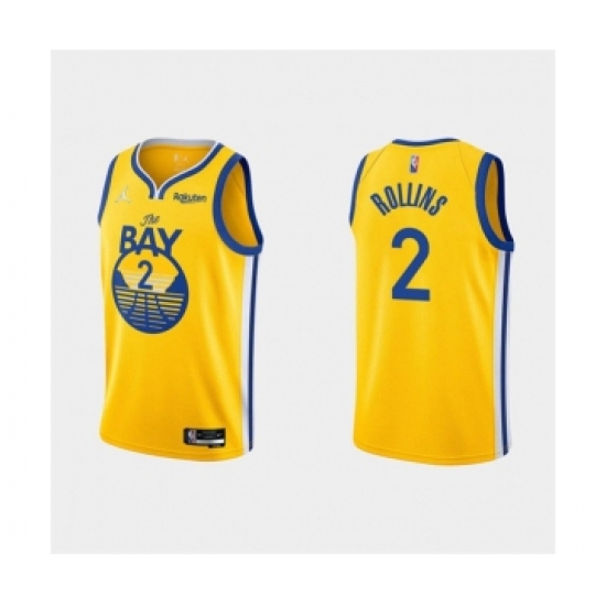 Men's Golden State Warriors 2 Ryan Rollins 2022 Yellow Stitched Basketball Jersey