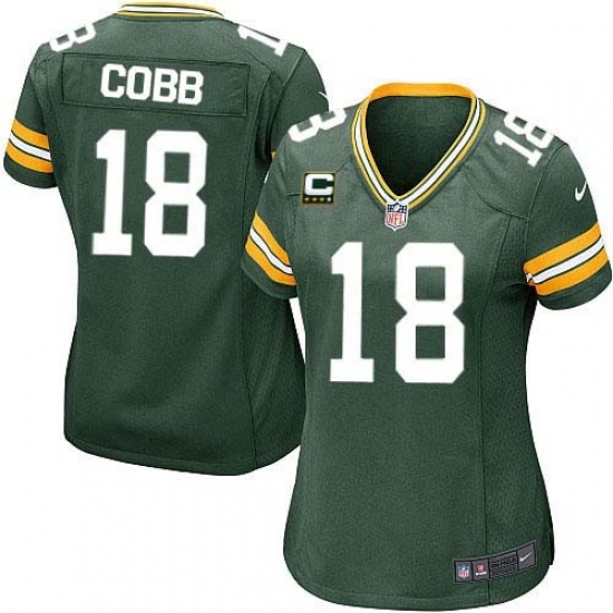 Women's Nike Green Bay Packers 18 Randall Cobb Elite Green Team Color C Patch NFL Jersey
