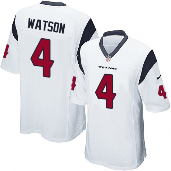 Men's Nike Houston Texans 4 Deshaun Watson Game White NFL Jersey