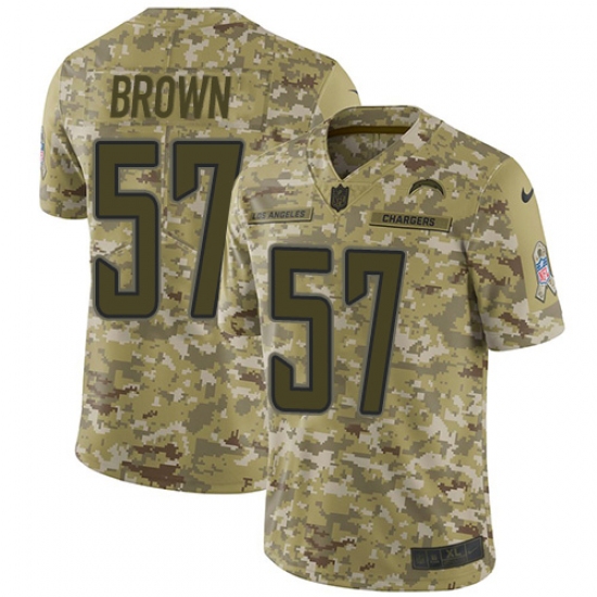 Men's Nike Los Angeles Chargers 57 Jatavis Brown Limited Camo 2018 Salute to Service NFL Jersey