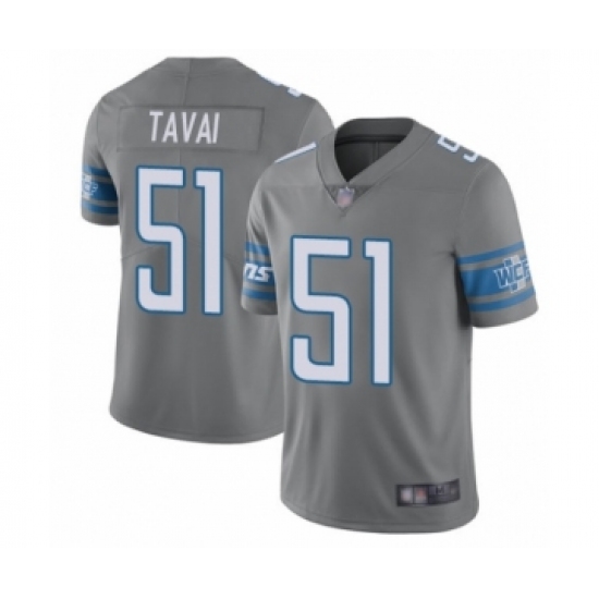 Men's Detroit Lions 51 Jahlani Tavai Limited Steel Rush Vapor Untouchable Football Jersey