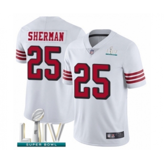 Youth San Francisco 49ers 25 Richard Sherman Limited White Rush Vapor Untouchable Super Bowl LIV Bound Football Jersey