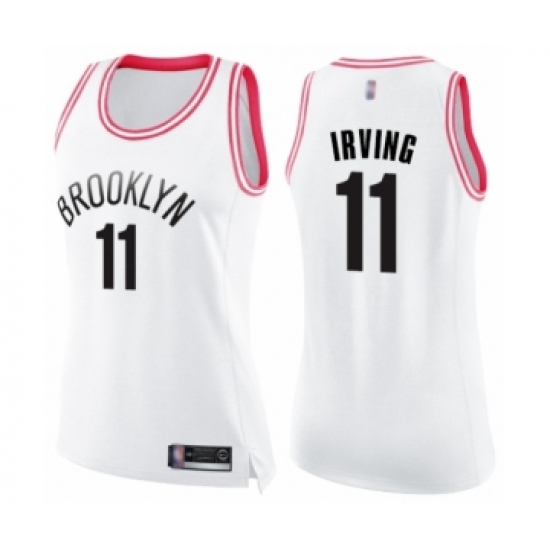 Women's Brooklyn Nets 11 Kyrie Irving Swingman White Pink Fashion Basketball Jersey