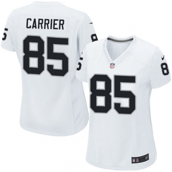 Women Nike Oakland Raiders 85 Derek Carrier Game White NFL Jersey