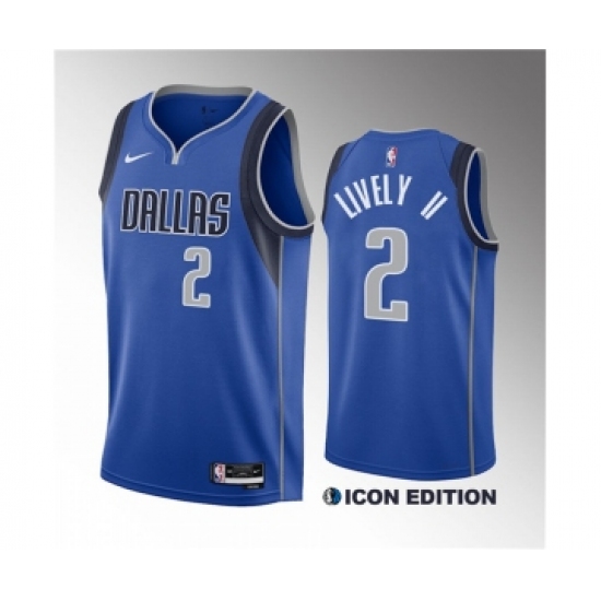 Men's Dallas Mavericks 2 Dereck Lively II Blue 2023 Draft Icon Edition Stitched Basketball Jersey