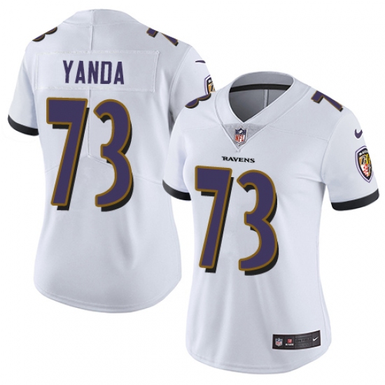 Women's Nike Baltimore Ravens 73 Marshal Yanda White Vapor Untouchable Limited Player NFL Jersey