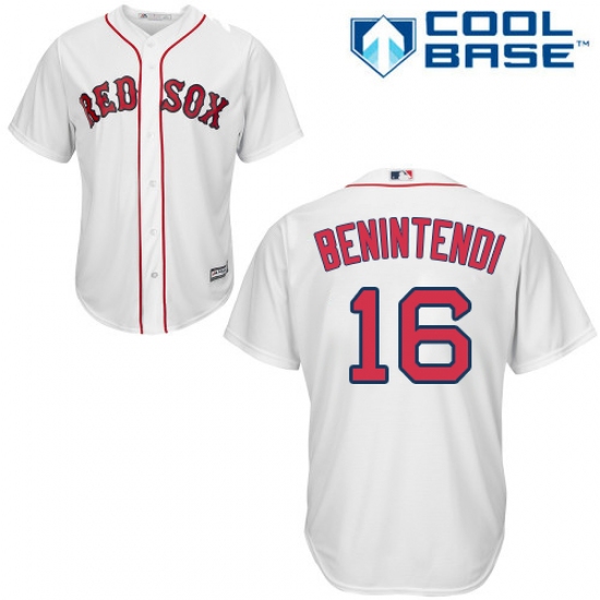 Youth Majestic Boston Red Sox 16 Andrew Benintendi Authentic White Home Cool Base MLB Jersey