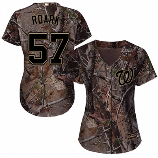 Women's Majestic Washington Nationals 57 Tanner Roark Authentic Camo Realtree Collection Flex Base MLB Jersey