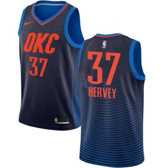 Men's Nike Oklahoma City Thunder 37 Kevin Hervey Swingman Navy Blue NBA Jersey Statement Edition