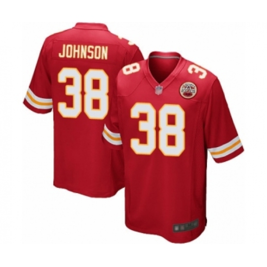 Men's Kansas City Chiefs 38 Dontae Johnson Game Red Team Color Football Jersey