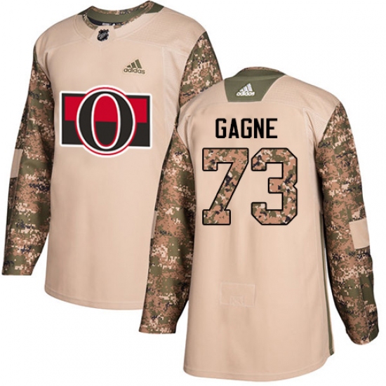 Men's Adidas Ottawa Senators 73 Gabriel Gagne Authentic Camo Veterans Day Practice NHL Jersey