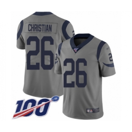 Men's Los Angeles Rams 26 Marqui Christian Limited Gray Inverted Legend 100th Season Football Jersey