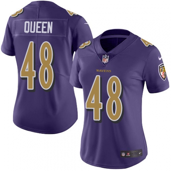 Women's Baltimore Ravens 48 Patrick Queen Purple Stitched NFL Limited Rush Jersey