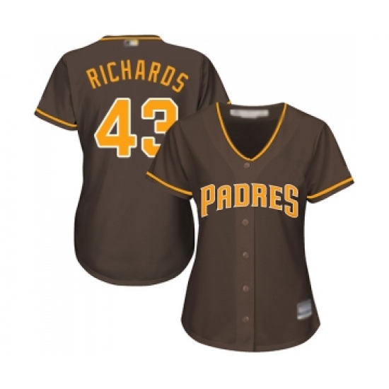 Women's San Diego Padres 43 Garrett Richards Replica Brown Alternate Cool Base Baseball Jersey