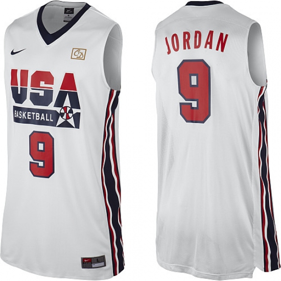 Men's Nike Team USA 9 Michael Jordan Swingman White 2012 Olympic Retro Basketball Jersey