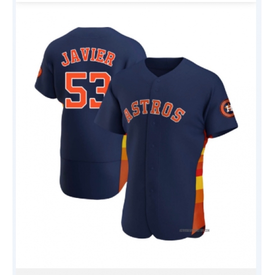 Men's Houston Astros 53 Cristian Javier Authentic Navy Alternate Jersey