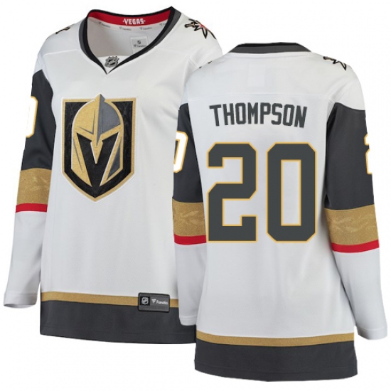 Women's Vegas Golden Knights 20 Paul Thompson Authentic White Away Fanatics Branded Breakaway NHL Jersey