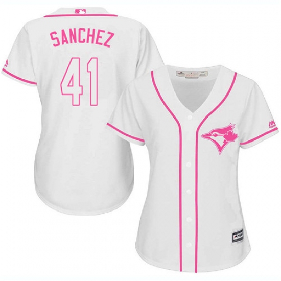 Women's Majestic Toronto Blue Jays 41 Aaron Sanchez Replica White Fashion Cool Base MLB Jersey