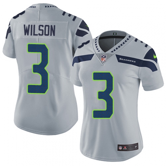 Women's Nike Seattle Seahawks 3 Russell Wilson Elite Grey Alternate NFL Jersey