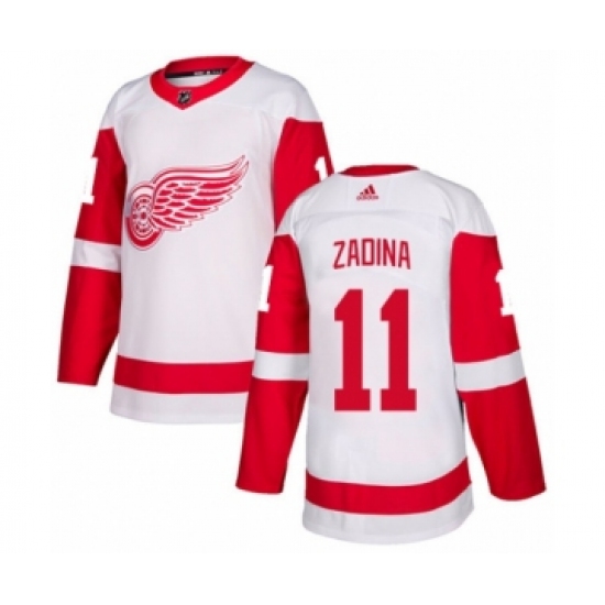 Youth Adidas Detroit Red Wings 11 Filip Zadina Authentic White Away NHL Jersey