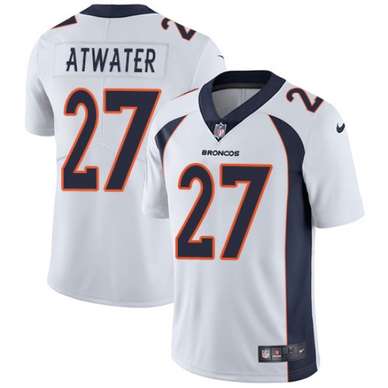 Men's Nike Denver Broncos 27 Steve Atwater White Vapor Untouchable Limited Player NFL Jersey