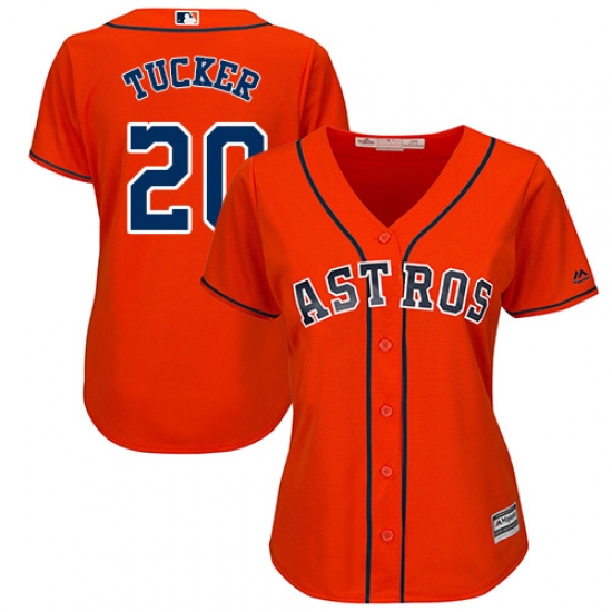 Women's Majestic Houston Astros 20 Preston Tucker Authentic Orange Alternate Cool Base MLB Jersey