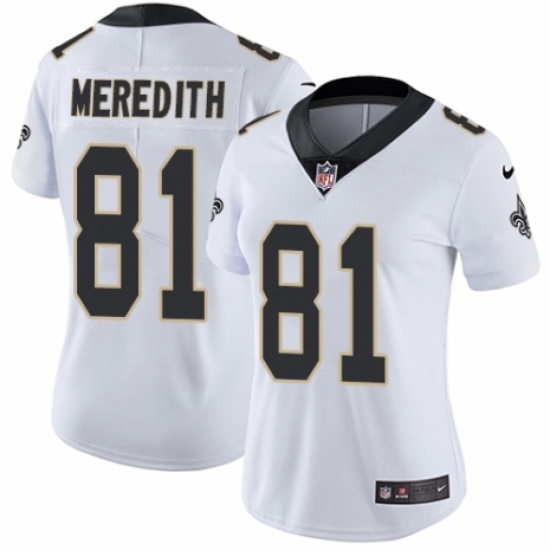 Women's Nike New Orleans Saints 81 Cameron Meredith White Vapor Untouchable Limited Player NFL Jersey