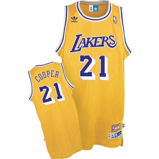 Men's Mitchell and Ness Los Angeles Lakers 21 Michael Cooper Swingman Gold Throwback NBA Jersey