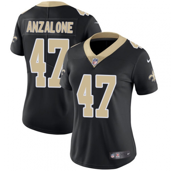 Women's Nike New Orleans Saints 47 Alex Anzalone Black Team Color Vapor Untouchable Limited Player NFL Jersey