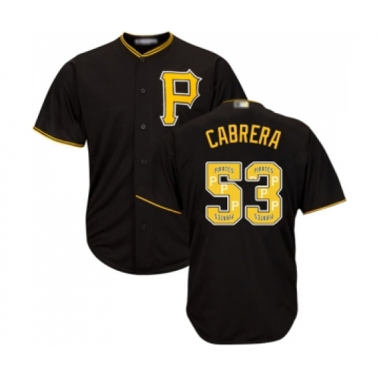 Men's Pittsburgh Pirates 53 Melky Cabrera Authentic Black Team Logo Fashion Cool Base Baseball Jersey