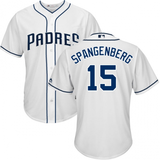 Youth Majestic San Diego Padres 15 Cory Spangenberg Replica White Home Cool Base MLB Jersey