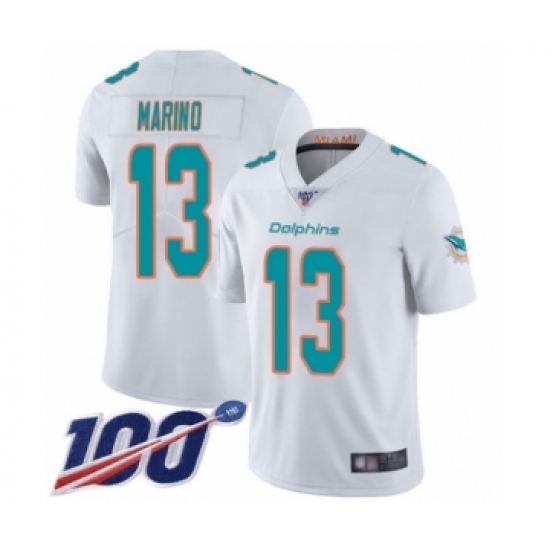 Youth Nike Miami Dolphins 13 Dan Marino White Vapor Untouchable Limited Player 100th Season NFL Jersey