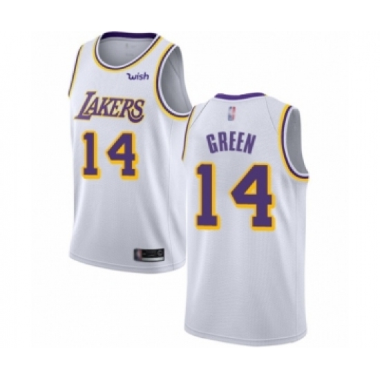 Men's Los Angeles Lakers 14 Danny Green Authentic White Basketball Jersey - Association Edition