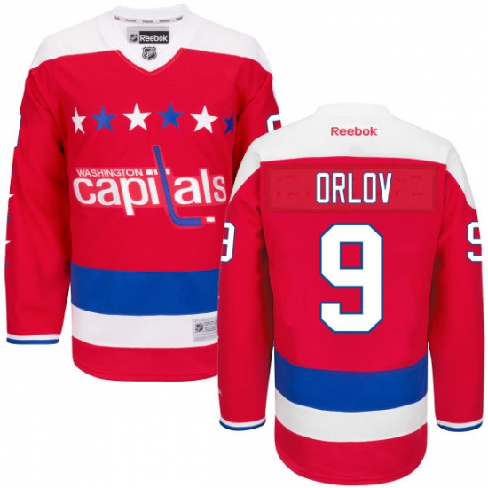 Men's Reebok Washington Capitals 9 Dmitry Orlov Premier Red Third NHL Jersey