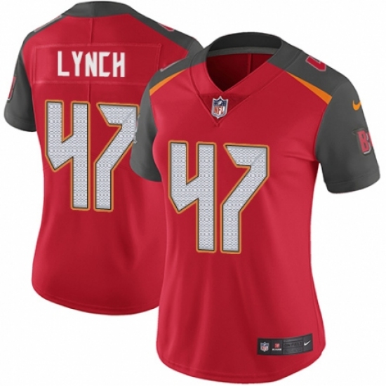 Women's Nike Tampa Bay Buccaneers 47 John Lynch Red Team Color Vapor Untouchable Limited Player NFL Jersey