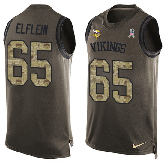 Men's Nike Minnesota Vikings 65 Pat Elflein Limited Green Salute to Service Tank Top NFL Jersey