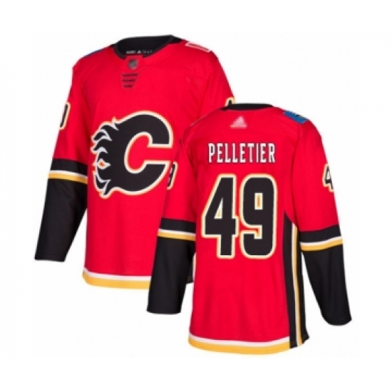 Men's Calgary Flames 49 Jakob Pelletier Authentic Red Home Hockey Jersey