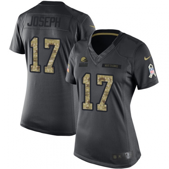 Women's Nike Cleveland Browns 17 Greg Joseph Limited Black 2016 Salute to Service NFL Jersey
