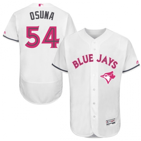 Men's Majestic Toronto Blue Jays 54 Roberto Osuna Authentic White 2016 Mother's Day Fashion Flex Base MLB Jersey