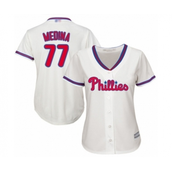 Women's Philadelphia Phillies 77 Adonis Medina Authentic Cream Alternate Cool Base Baseball Player Jersey