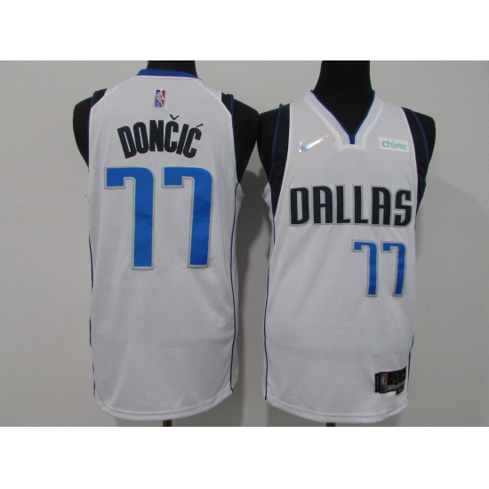 Men's Dallas Mavericks 77 Luka Doncic 75th Anniversary Diamond White 2021 Stitched Jersey