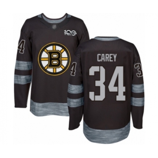 Men's Boston Bruins 34 Paul Carey Authentic Black 1917-2017 100th Anniversary Hockey Jersey