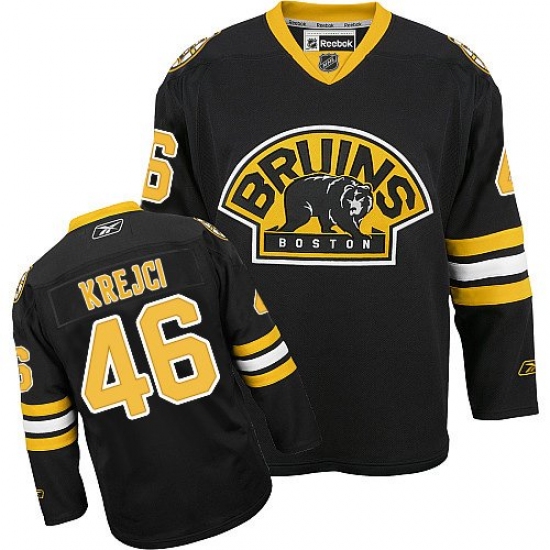 Men's Reebok Boston Bruins 46 David Krejci Premier Black Third NHL Jersey